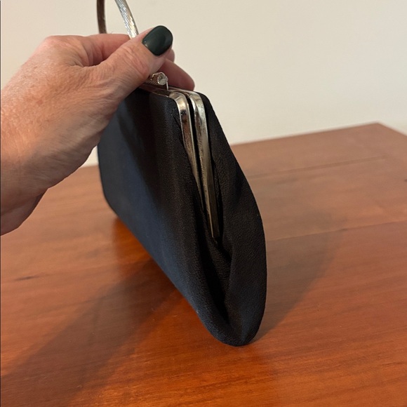 Vintage Black Silver hardware clutch purse - Picture 7 of 8